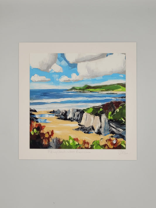 Pillowy Clouds above Barricane. Art Print by Jo Allum