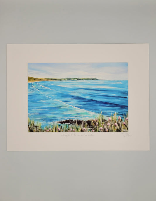 High tide Woolacombe. Art print by Jo Allum