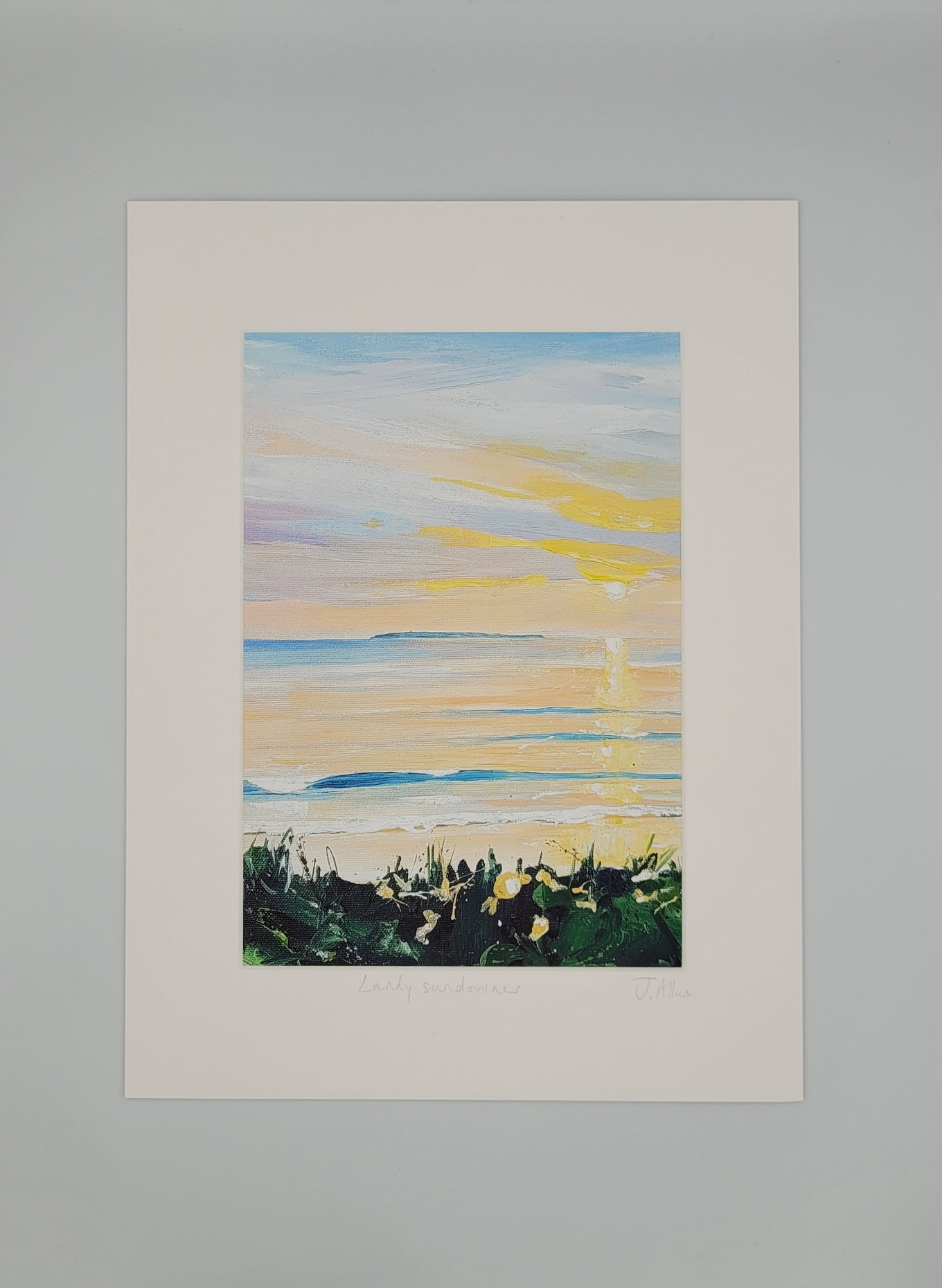 Lundy sundowner. Art print by Jo Allum
