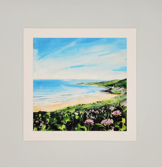 From the Downs to Morte Point. Art print by Jo Allum