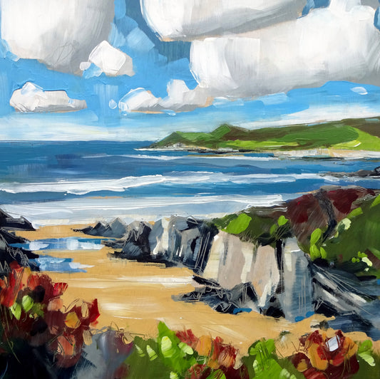 Pillowy Clouds above Barricane. Art Print by Jo Allum