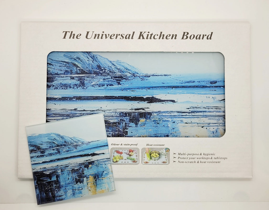 Baggy blues glass worktop saver, table mats or coaster