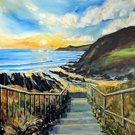 Combesgate Steps. Art Print by Jo Allum