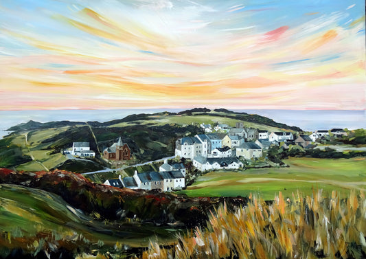 Mortehoe Dusk. Art prints by Jo Allum