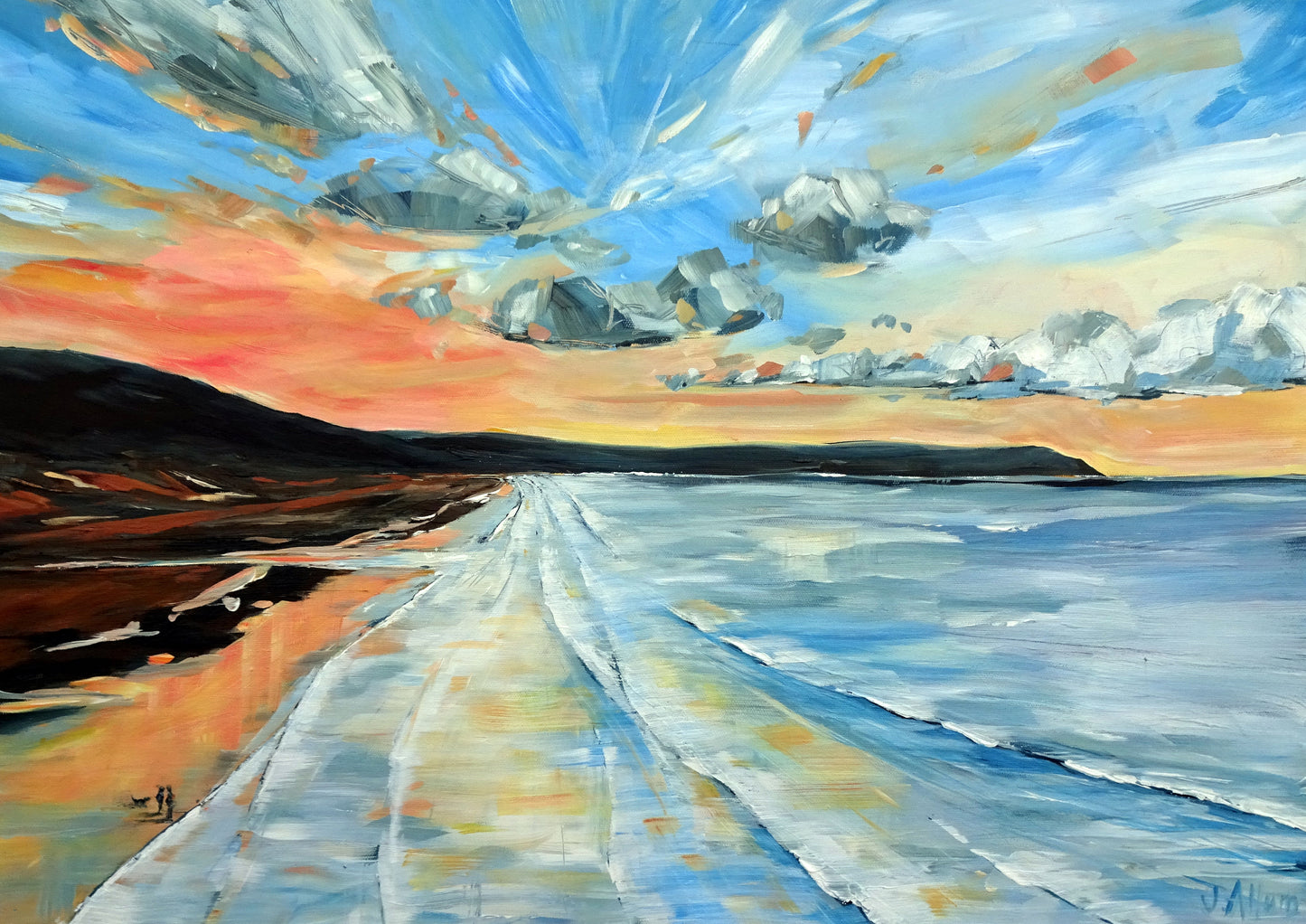 Sunset walk. Art print by Jo Allum