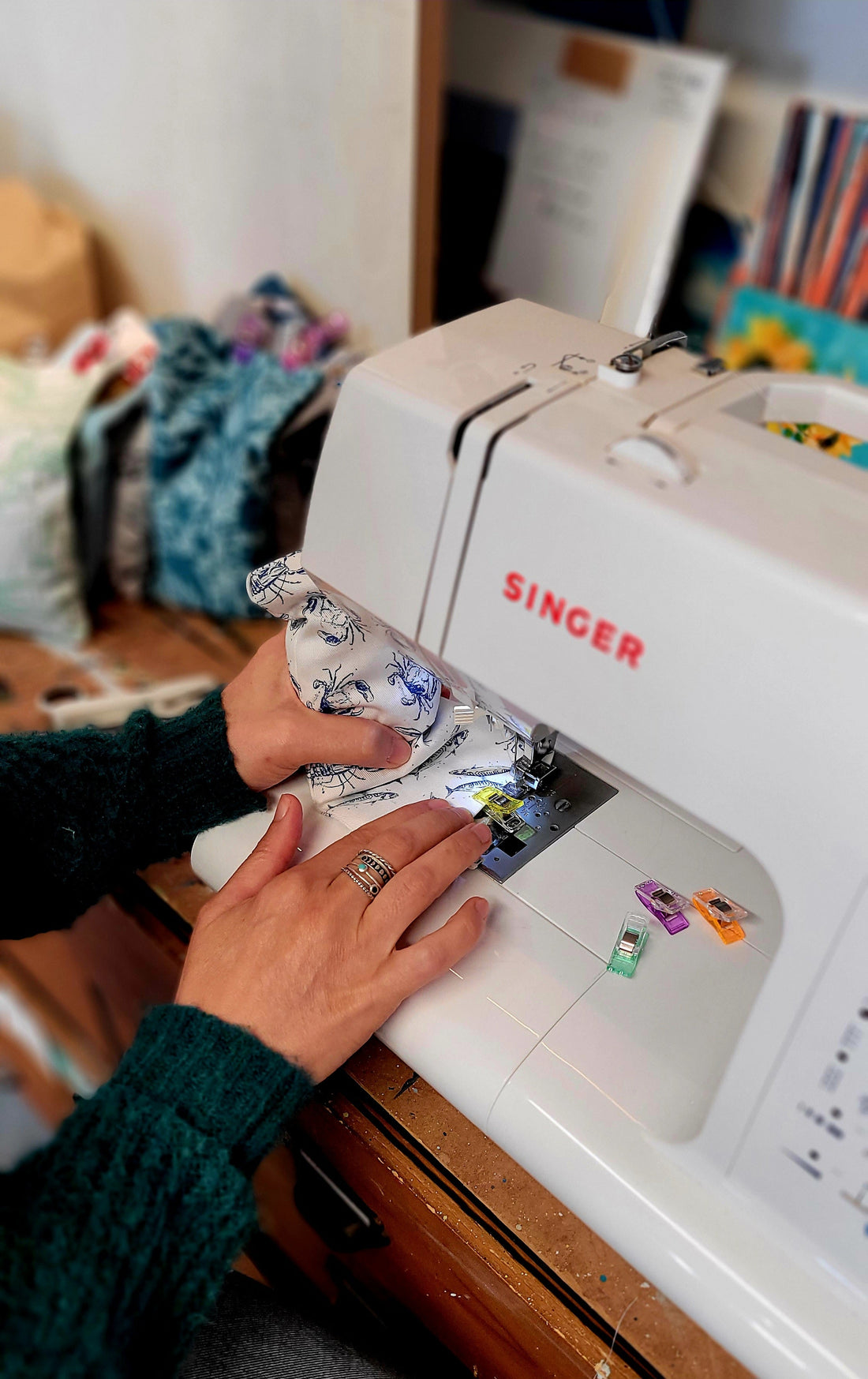 The sewing machine is out!