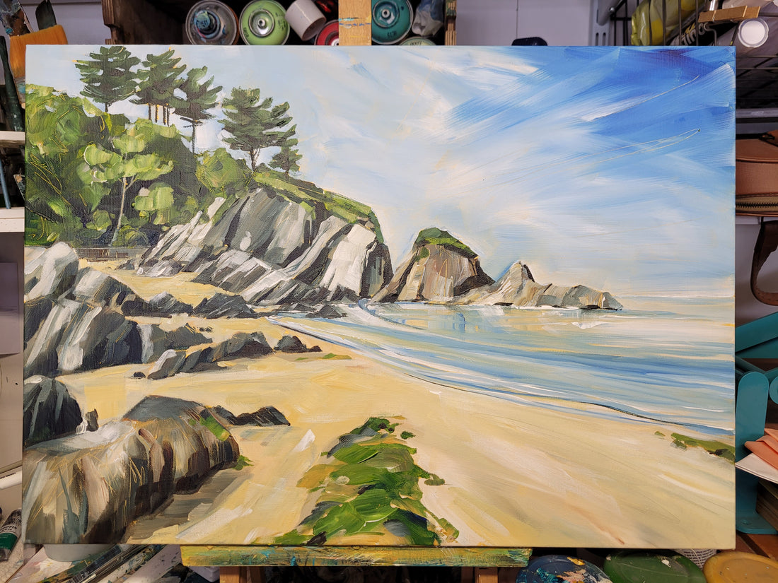 New Lee Bay Painting on the easel