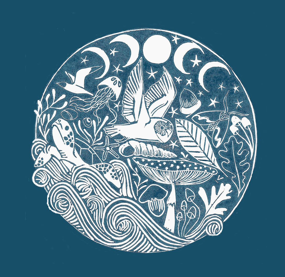 'Nature is Watching' Lino Print Design and Process