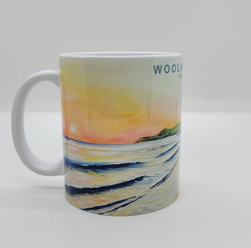 Beach Huts at Sunset Mug
