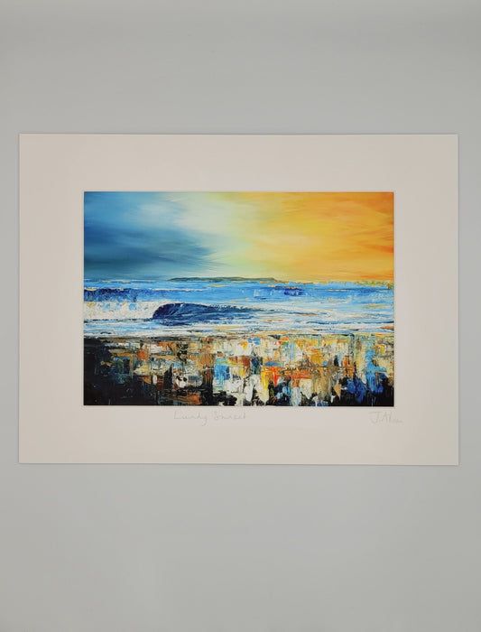 Lundy sunset. Art print by Jo Allum