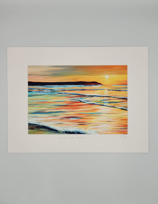 Woolacombe sunset. Art print by Jo Allum