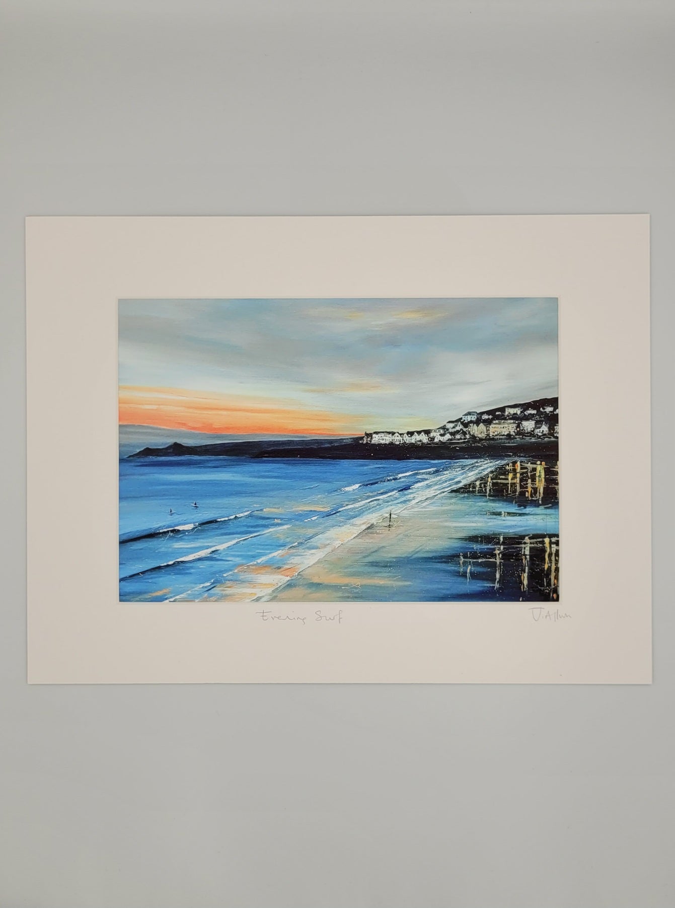 Sunset surf. Art print by Jo Allum