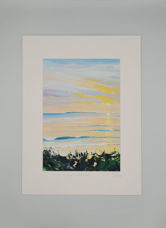 Lundy sundowner. Art print by Jo Allum