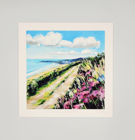 Bell Heather and Blue Skies art print by Jo Allum