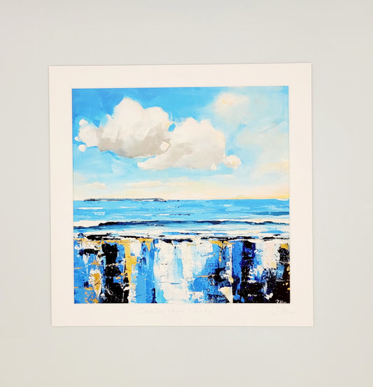 Clouds above Lundy. Art print by Jo Allum