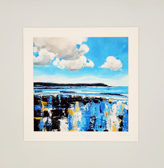 Clouds above Baggy. Art print by Jo Allum