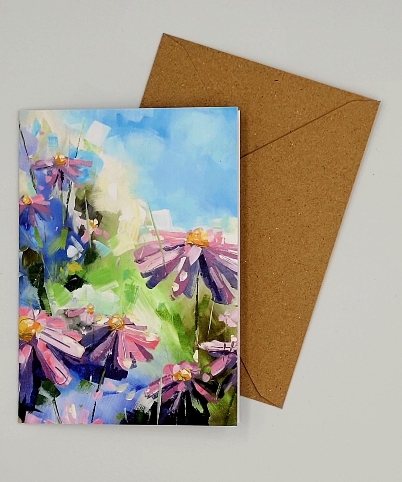 Purple Daises Greetings Card