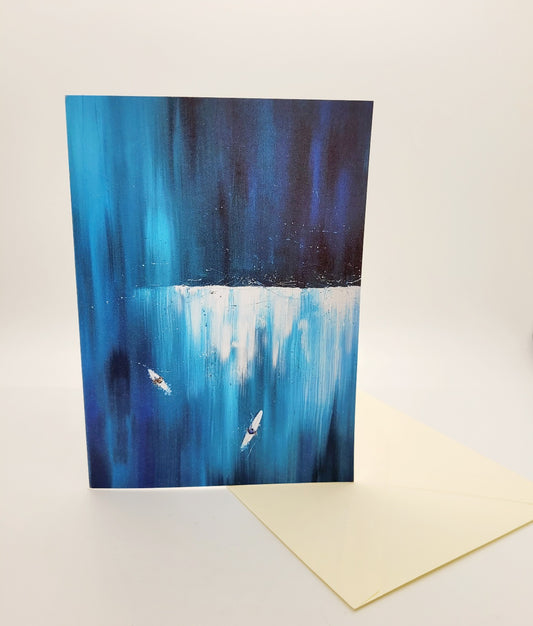 Aerial Surfers Blue Greetings Card