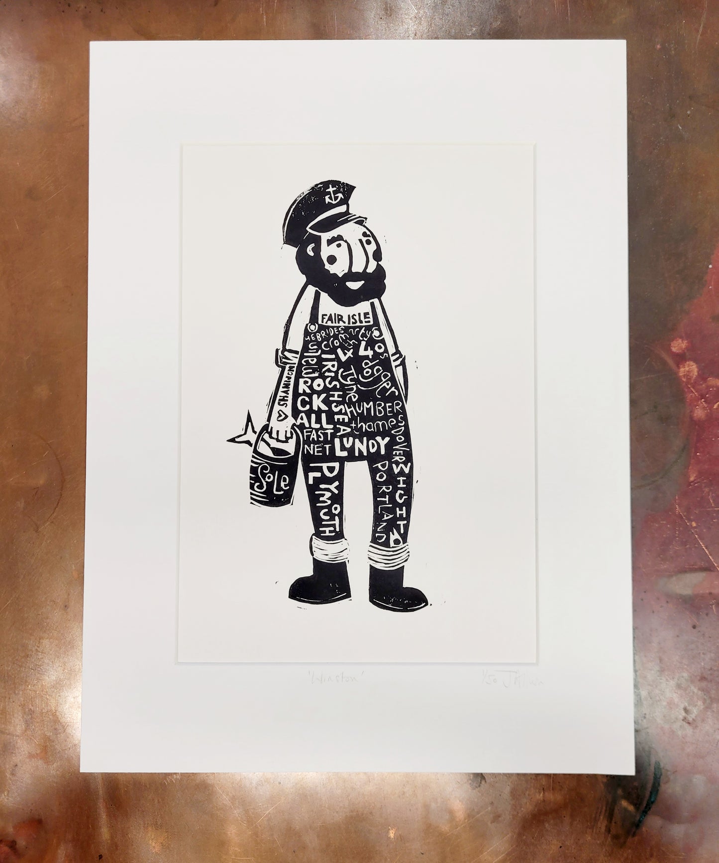Winston Original Lino Print