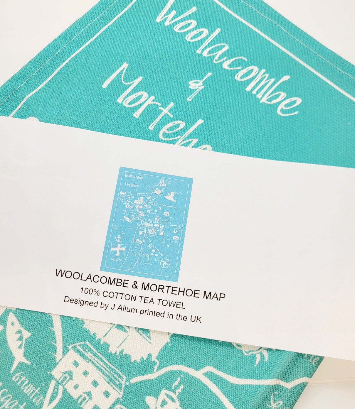 Woolacombe and Mortehoe Map Tea Towel