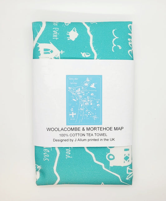 Woolacombe and Mortehoe Map Tea Towel