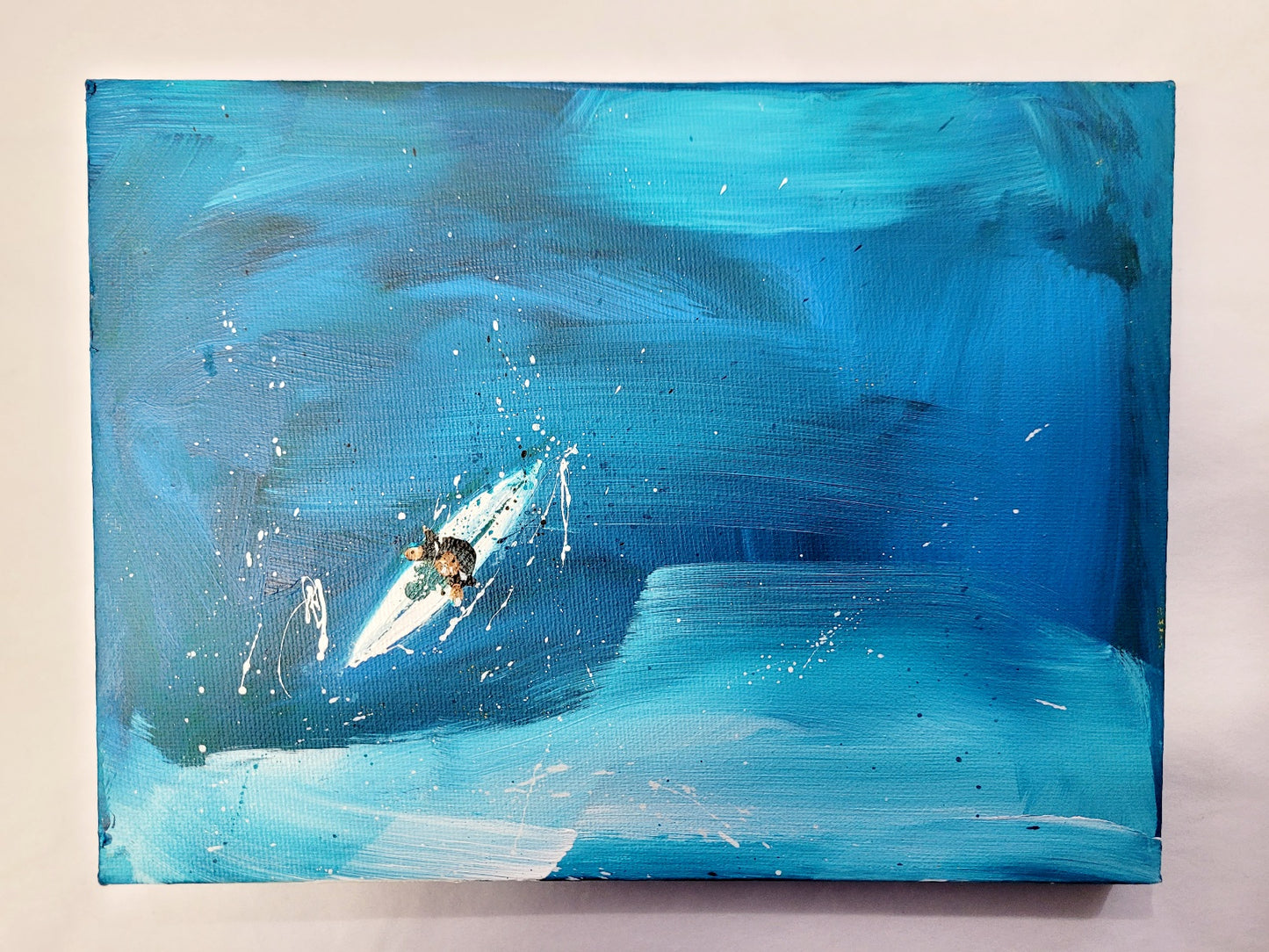 Set of 4 Aerial surfer paintings on canvas