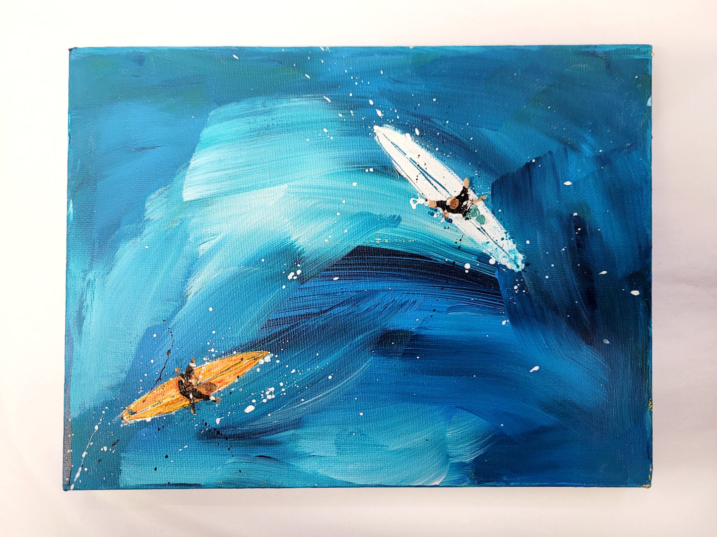 Set of 4 Aerial surfer paintings on canvas