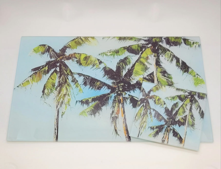 Palm tree worktop savers, table mats or coasters