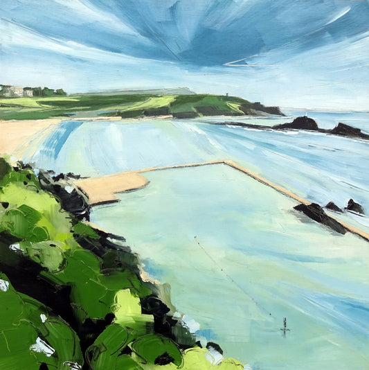 Bude sea pool. Original painting by Jo Allum