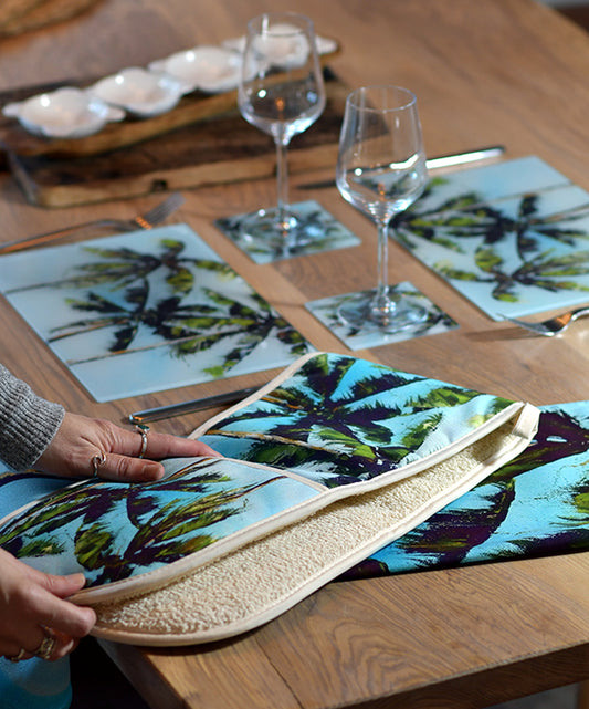 Palm tree worktop savers, table mats or coasters
