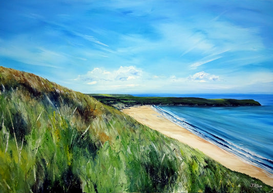 Towards Putsborough. Art print by Jo Allum