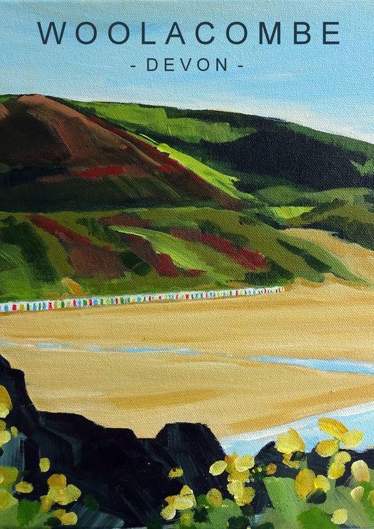 Woolacombe poster style art print by Jo Allum