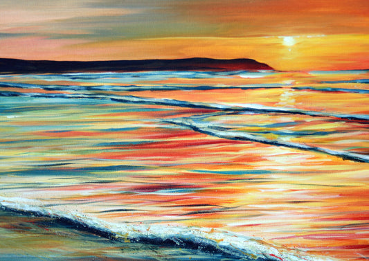 Woolacombe sunset. Art print by Jo Allum